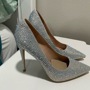 Sparkling Silver Rhinestone High Heels